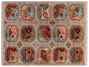 Tappeto Afghan Ziegler Khorjin Ariana 170x240 annodato a mano grigio fantasia b - Foto 1 di 8