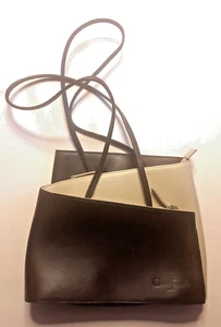 Cleo & Patek Paris Leder Geldbörse: braun und beige, Zickzack - Bild 1 von 3
