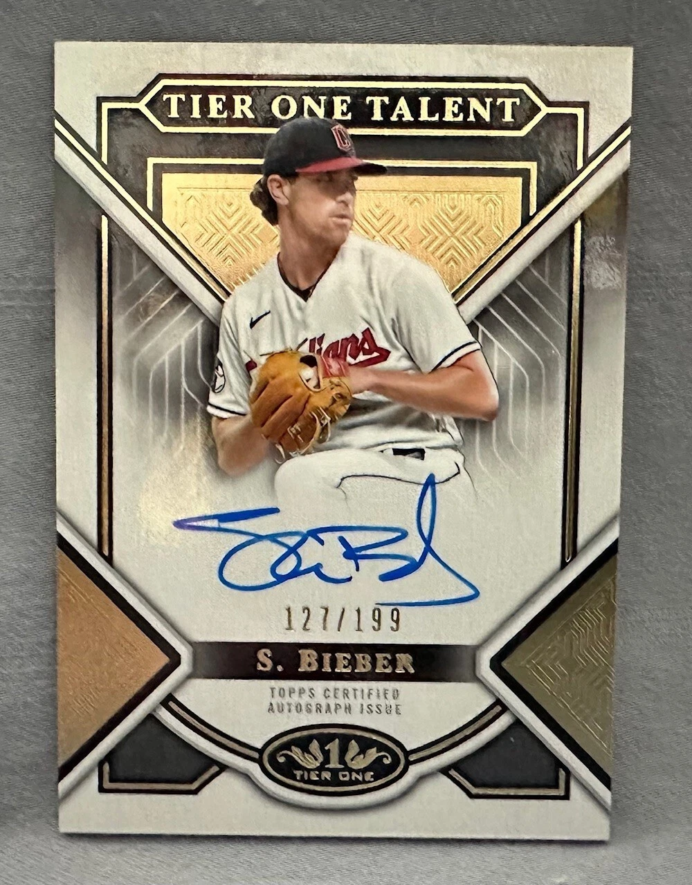 2023 Topps Tier One Talent Autographs #T1TASB Shane Bieber AUTO /199 GUARDIANS