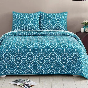 NIP VHC Brands Francesca Aqua Queen Quilt & Shams Set 3pc - Picture 1 of 2