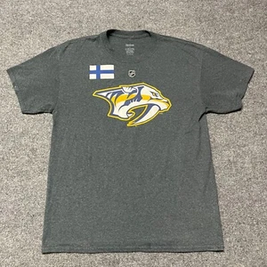 Nashville Predators Shirt Mens Large Grey Pekka Rinne Finnish Reebok NHL Hockey - Picture 1 of 10