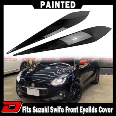 Fits 17-23 Suzuki Swift 3rd 5D Front Headlight Cover Eyebrow Painted Black - Image 1 of 4