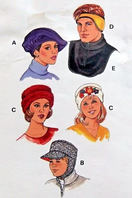 2812  KWIK Adult & Kids Fleece Hats Pattern 5 Designs Size XS-XL 1999  UNCUT - Image 1 of 3