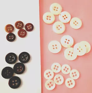 6 Piece Real Mother of Pearl Buttons 10mm - 15mm Cleanbake 4 Hole Shirts Blouses - Picture 1 of 16