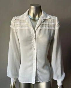 Blusa Blanca Crema Chifón Retro Vintage Camisa Mangas Hinchadas Vestido Formal Top 4 - Imagen 1 de 4