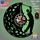Golf art vinyle disque DEL rétroéclairé horloge murale bar décor crampons de conduite fers