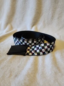 Y2K Wendegürtel kariert mit bunten Pilzen & Flaschenöffnerschnalle - Bild 1 von 4