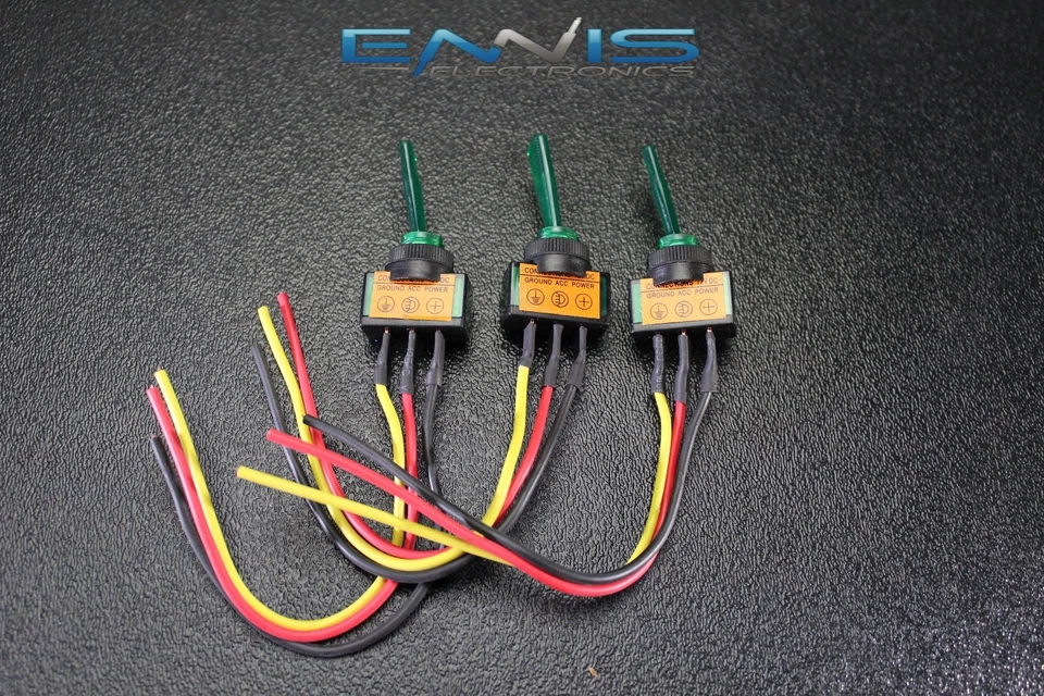 INTERRUPTOR DE PALANCA DE ENCENDIDO Y APAGADO ILUMINADO 3 PIEZAS VERDE PRECABLEADO 12 VOLTIOS 20 AMP IBITSG Foto 1 de 1