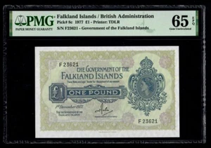 Falkland Islands 1 POUND 1977 P-8c PMG 65 EPQ UNC - Picture 1 of 4