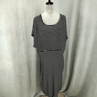 Womens Maternity Dress Size 2XL Old Navy Stripes Stretchy Soft Black White XXL - Image 1 of 4