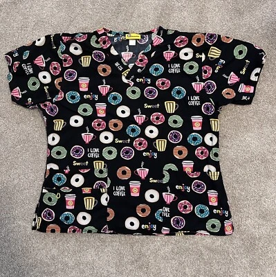 WonderWink Coffee And Donut Size Large Scrub Top - Image 1 of 4