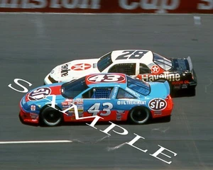 RICHARD PETTY & DAVEY ALLISON 1987 RACING ON TRACK AT BRISTOL 8X10 GLOSSY PHOTO - Picture 1 of 1