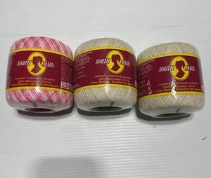 Lot Of 3 South Maid Mercerized Cotton Thread 300 YDs 1 Shaded Pink 2 Natural - Picture 1 of 4