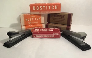 2 Vintage Bostitch Staplers & B8 Staples Retro Office Desk Metal Gray - Picture 1 of 4