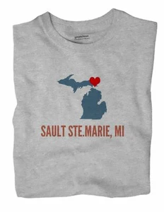 Sault Ste.Marie Michigan MI T-Shirt HEART - Picture 1 of 6