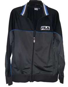 Chaqueta de fútbol de pista FILA Sport Italia negra y gris vintage talla M - Imagen 1 de 10