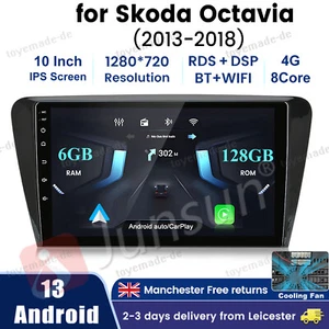 4G Android 13 Car Radio Stereo GPS 8-Core 6+128GB DAB CarPlay For Skoda Octavia - Picture 1 of 19
