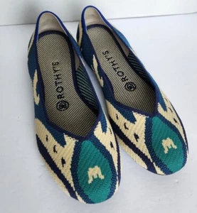 Rothy’s The Flat in marokkanischem Blau Damengröße 7 Bohemian Komfort blau creme türkis - Bild 1 von 6