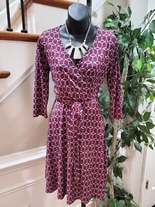 41 Hawthorn Women's Burgundy Rayon V-Neck Long Sleeve Knee Length Dress Size M - Picture 1 of 11