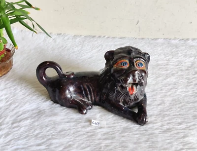 Vintage Lion Wild Animal Ceramic Painted Terracotta Figurine Figure Statue C469 - image 1 of 4