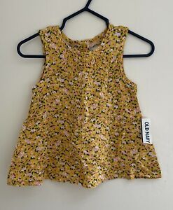 Old Navy Baby Girls Floral Lightweight Rayon Sleeveless Top, Yellow, 12-18 M,NWT