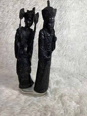 Par de estatuas chinas vintage de nobles Foto 1 de 4
