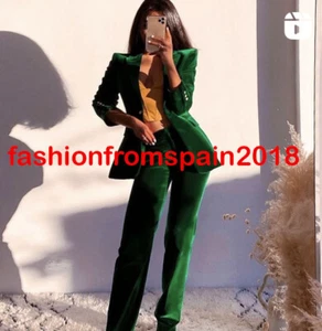 NUEVA CHAQUETA BLAZER DE TERCIOPELO DE MUJER ZARA EDICIÓN LIMITADA VERDE XS-XL 8483/514 - Imagen 1 de 6
