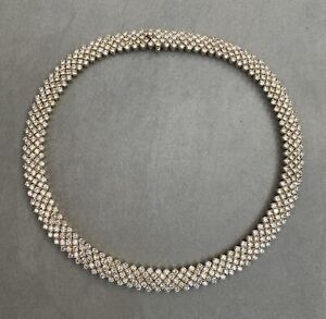 5 Row Round Diamond Choker Necklace 28.17 cttw in 18k Yellow Gold - HM2572GA