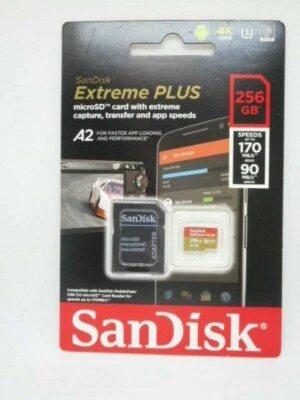 New Sandisk 256GB Extreme Plus A2 microSDXC U-3 V30 170MB/s  - Image 1 of 2