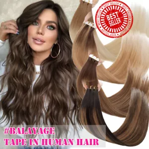 60 Stück Tape In Remy Echthaar Extensions Haarverlängerung Tresse Dick Weft 60CM - Bild 1 von 61