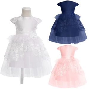 Girls Gown Embroidery Dresses Party Costume Occasion Flower Dress Ankle Show - Picture 1 of 31