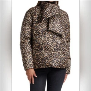 Kate Spade Leopard-Print Button-Front Central Puffer XXL NWOT - Picture 1 of 10