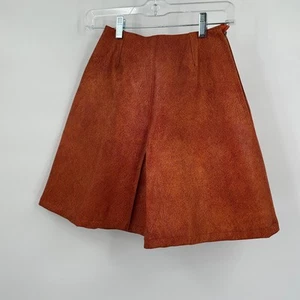 Handmade Womens Shorts Size XS Rust Orange Vinyl Vintage Mod Statement Thick - Picture 1 of 6