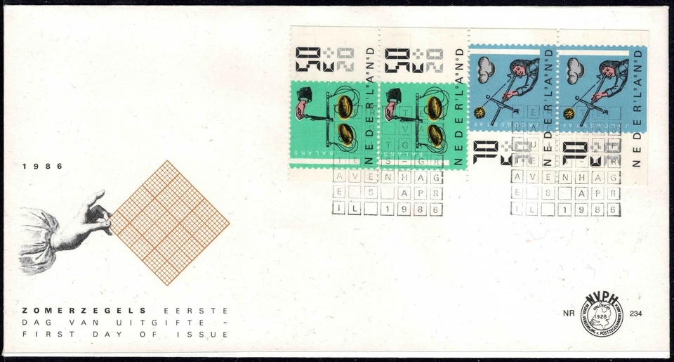 Netherlands 1986 Charity Stamps - Measuring Aids   FDC - Booklet Pane - Mint - Image 1 of 1