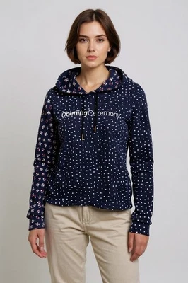 Opening Ceremony Fem Logo Floral Two-Tone Cropped Hoodie Pullover S/P  - Image 1 of 4