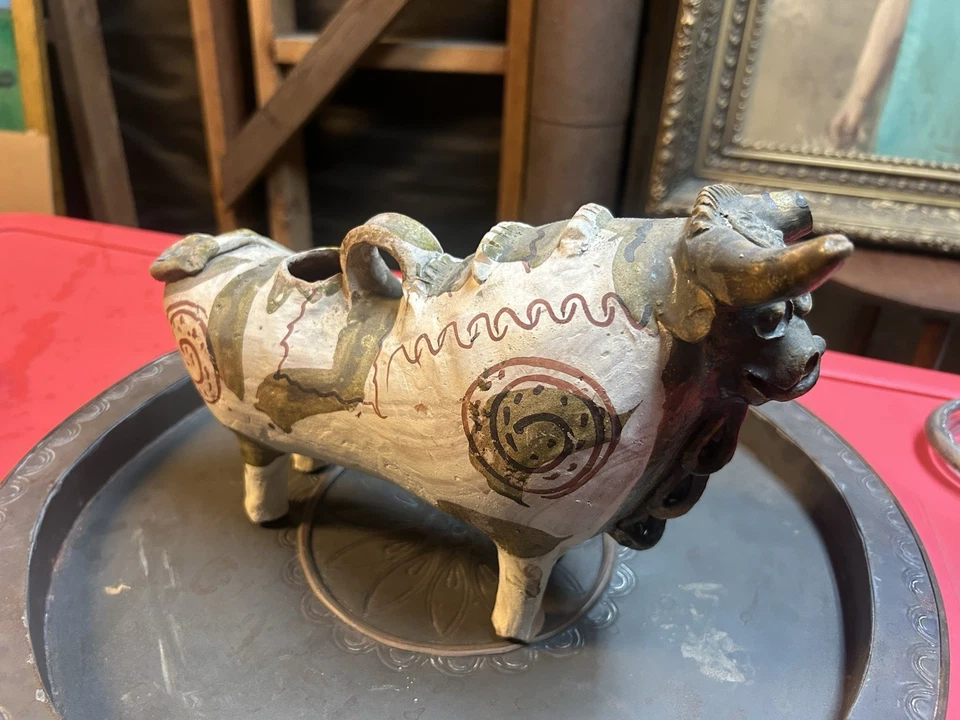 Torito De Pucara Старинный Раскрашенный Терракота Перу Как Есть Милый Бык - Изображение 1 из 4