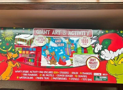 Kids Giant Art & Activity Kit – Christmas Grinch | Over 1000 Items Stickers Foto 1 de 4
