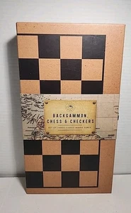 Merchant Ambassador Wood Chess & Checkers Board set - Picture 1 of 4