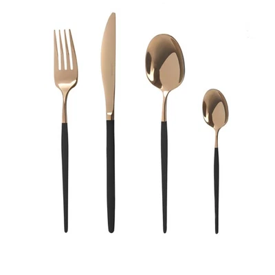 Set 24 posate bordeaux e champagne Luxy acciaio inox multicolore - Immagine 1 di 4