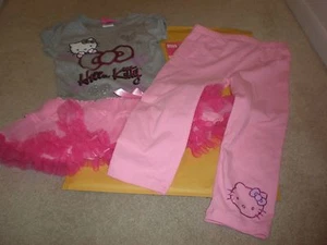 HELLO KITTY SIZE 6 PINK PARIS 2 PIECE SET DRESS/TOP PANTS NEW - Picture 1 of 3