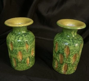 Pair Of Italian MCM Art Studio Possibly Bitossi. 3.5” Pottery Vases - Picture 1 of 6