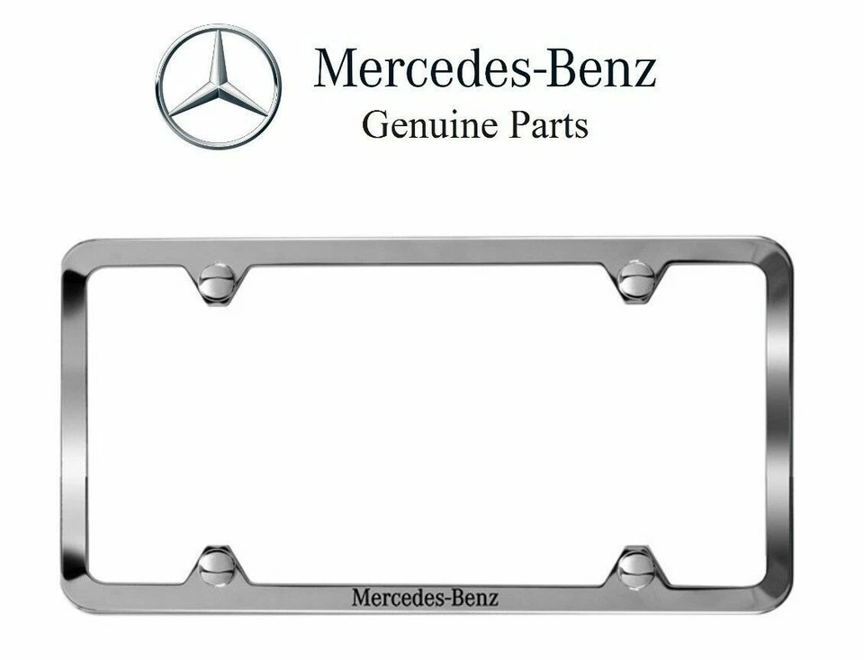 Mercedes-Benz Genuine Polished Stainless Steel License Plate Frame NEW OE  - Image 1 of 1