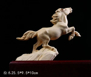YD009 - 22.5X9.5X10 CM Stunning Hinoki Cypress Wood Sculpture Carving: Horse - Picture 1 of 2