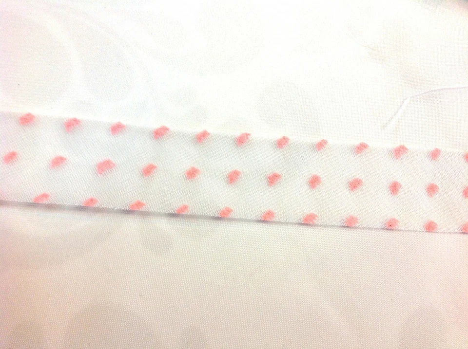Pink Dot Swiss Trim  Small width    1 1/8 inches wide    2 yards - Изображение 1 из 1