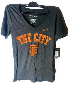 Nike San Francisco Giants V-Neck Women's Short Sleeve T-Shirt Black XS - Picture 1 of 6