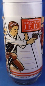 1983 Star Wars Return Of The Jedi Burger King Coca Cola Glass, Han Solo, Jabba - Picture 1 of 3