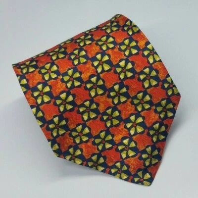 Corbata de seda Robert Talbott Nordstrom naranja azul verde floral 58,5 x 3,75 Foto 1 de 4