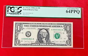 FR 1916K 1988A FW FEDERAL RESERVE NOTE PCGS CURRENCY 64PPQ VERY CHOICE NEW - Picture 1 of 2