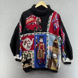 Vintage The Eagle's Eye Sweater Mens Medium Hand Knit London Chunky Cotton Blend - Picture 1 of 14
