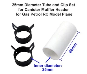 Tube and Clip set for Canister Muffler Header Gas Petrol RC Model Plane - Picture 1 of 3